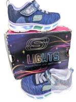 Size 7 Girls' SKETCHERS Lights, Light-Up Colorburst Kids' Sneakers With Velcro Straps