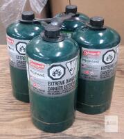 Four (4) 1lb Coleman Propane Camping Gas Canisters