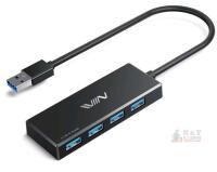New IVIIN USB 3.0 Hub, 4 Port USB Hub Splitter, USB A Expander Portable USB Adapter Multiport Data Hub for Laptop, iMac Pro, MacBook Air, Mac mini/Pro, Surface Pro, USB Flash Drives, and Mobile HDD-Black
