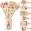New 7pcs Harry Potter Magic Cooking Bamboo Kitchen Set, Laser-Etched Natural Bamboo, 12" Long With Holder