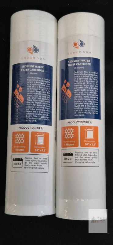 2 New Aquaboon Whole House Sediment Filter 1 Micron 10 x 2.5 Compatible with Water Filters Replacement Cartridges AP110, Culligan P5, WHKF-GD05