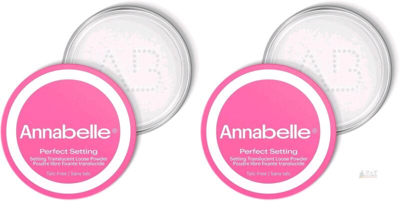 2 New Annabelle Perfect Setting Loose Powder, Translucent, All-Over Face Powder, Natural Matte Finish, Talc-Free, Vegan, Cruelty-Free, Non-Comedogenic, Paraben-Free, Fragrance-Free, Hypoallergenic, 10 g