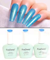 3 New SKY BLUE PEARL FireDeep UV Gel Nail Polish, 16ml Large Bottle Gel Polish UV/LED Soak Off Gel Polish