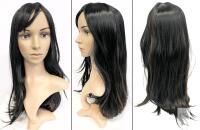 New 26" Long Black With Brown Steaks Long Hair Synthetic Wig With Bangs