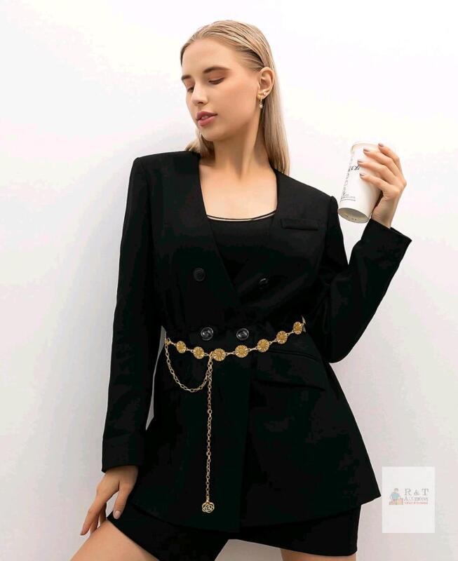 New New 53.3" Long Tassel Sunflower Waist Chain Belt for Women, Adjustable Body Jewelry, Body Belly Chain for Dress