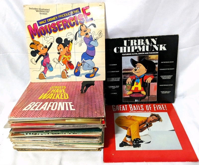 40+ Vintage LP Records Various Genres: World, Soundtracks Disney, JFK Speeches, Contemporary +