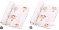 2 New LollyBanks Muslin Swaddle Blanket | 100% Cotton | Newborn and Infant Blanket | Large 47 x 47 inches | Light Weight and Breathable | Hot Air Balloons Prints