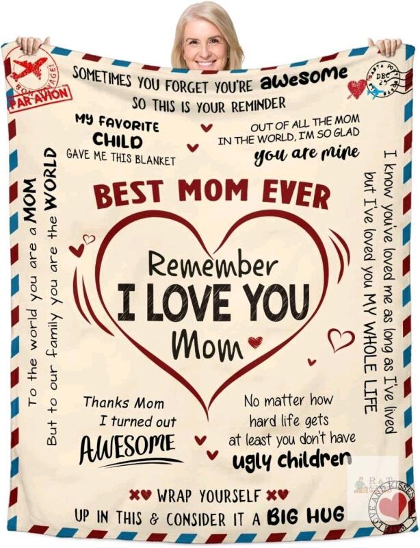 New "Remember, I Love You Mom" Super Soft 60" &times; 80" Fleece Throw Blanket