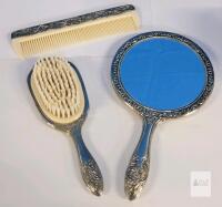 Vintage 3pc. Vanity Set - Matching . Hand Mirror , Brush & Comb