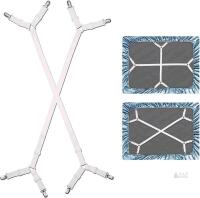 New 2-Pack Adjustable Elastic Crisscross Fitted Sheet Clip Holder / Fasteners / Keeps Fitted Sheets in Place