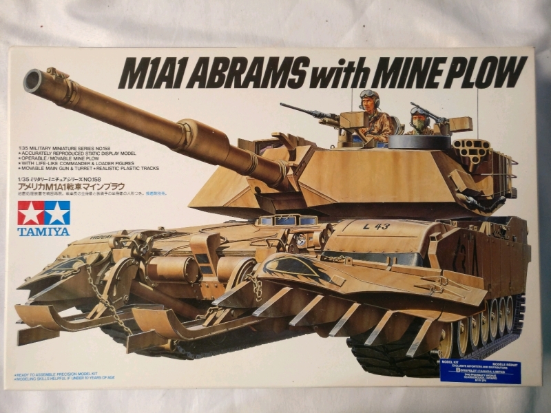 New Tamiya M1A1 Abrams Tank 1:35 Model Kit with Mine Plow