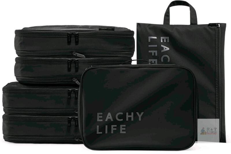 New EACHY 6 Set Compression Packing Cubes for Travel & Carry-On, Space-Saving Luggage Organizers & Compression Bags for Clothes & Shoes, Ideal for Vacation & Cruise Essentials