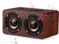 New Retro Wireless Speaker, 90Hz-20KHz Faux Wood MDF Wood Grain Deep Bass Speaker for Computer Projector (Mahogany Grain)