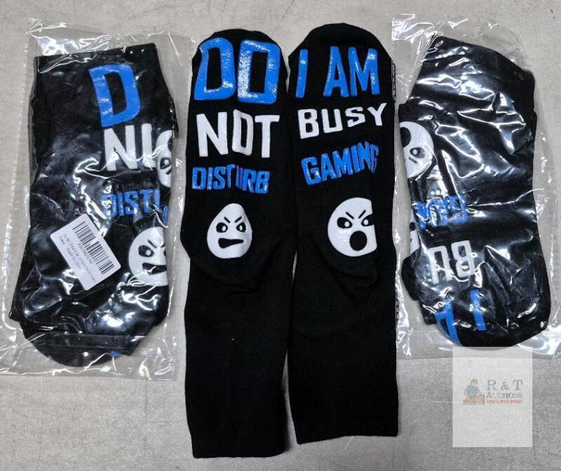 3 New Do Not Disturb I'm Gaming Socks, Gaming Sock Funny Novelty Great Gift for Teen Boys Mens Gamer Kids Sons Husbands Boyfriends