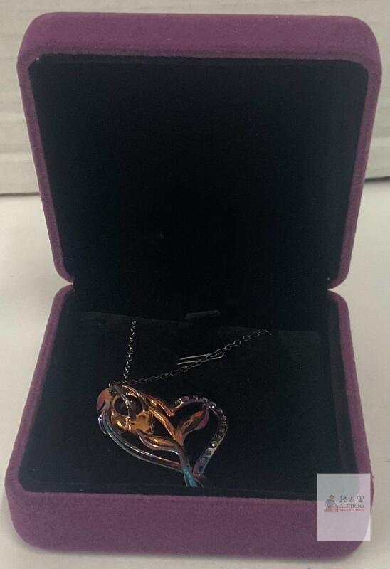 Naixio Rose Love Heart-Shaped Multicolor Pendant Necklace, Gift Box,