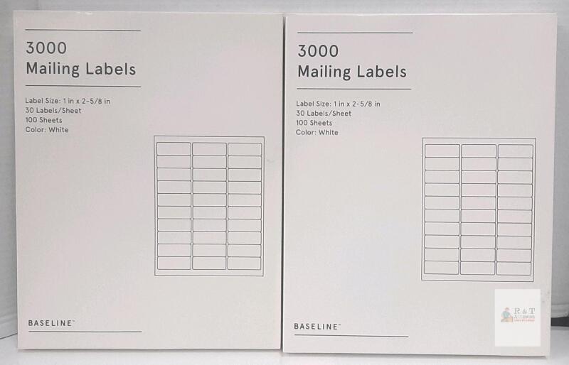 Baseline BLS8260 Mailing Labels, 3,000 Count, 1" x 2-5/8", White, Permanent Adhesive