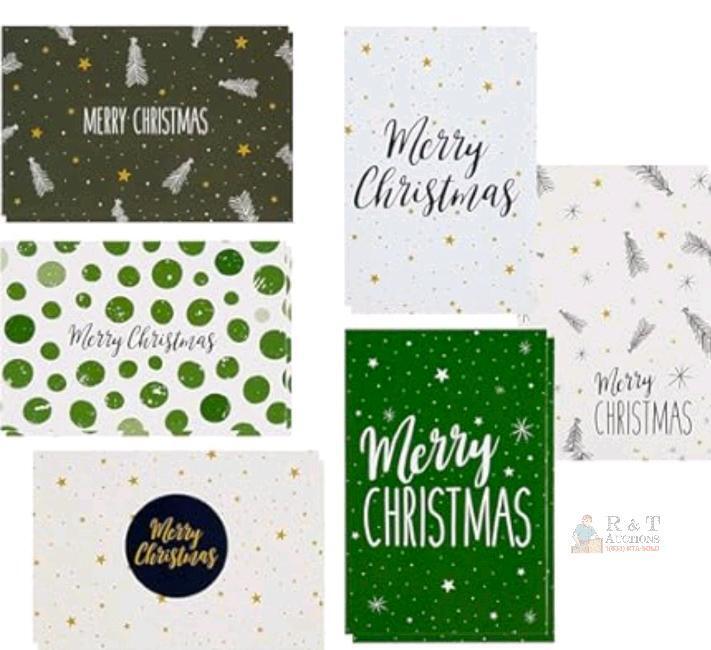 New 48 Pack Merry Christmas Greeting Cards with Envelopes, 6 Holiday Winter Designs (4x6")