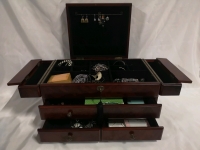 Bombay Jewellery Box with Key and Assorted Jewellery Vintage to Modern