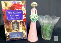 Neat & New in Box "The Floral Classic" Unusual Flower Arranger, 3pc Unique Vases, Stacking Vases, Centerpiece Vases, Glass Flower Vases, USA Made & Vintage Flared Flower Vase & Figure