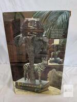 Kirkland's West Indies Impressions Candle Holder, Zebra & Palm Tree D&eacute;cor, 13.5" Tall, Resin