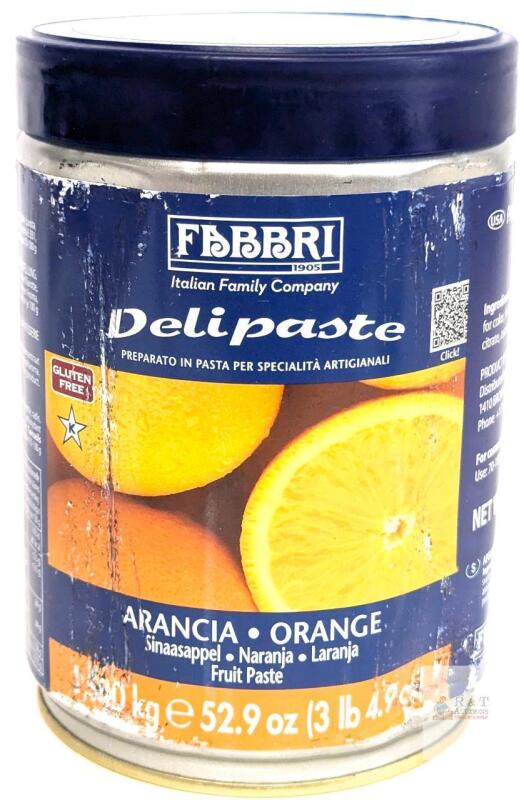 [bb 08/2027] New Fabbri Delipaste Orange, Flavoring Compound for Gelato, Ice Cream, Soft Serve, Pastry and Confectionary, - 1 Tin of 3.3 lb