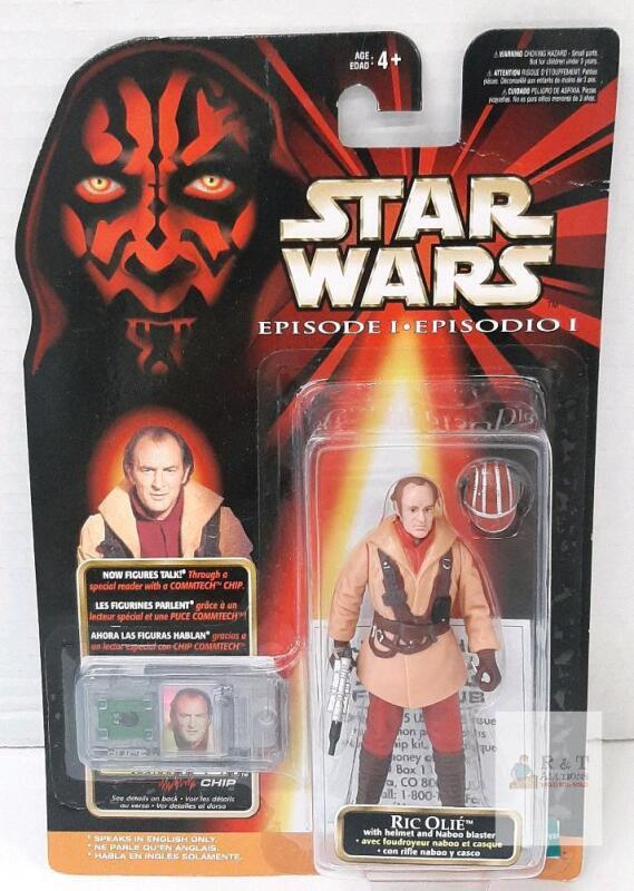Star Wars Ric Oli&eacute; CommTech Figure, Episode I, Hasbro 1999, Carded, Helmet/Blaster/Chip, UPC 076281841090 Sealed