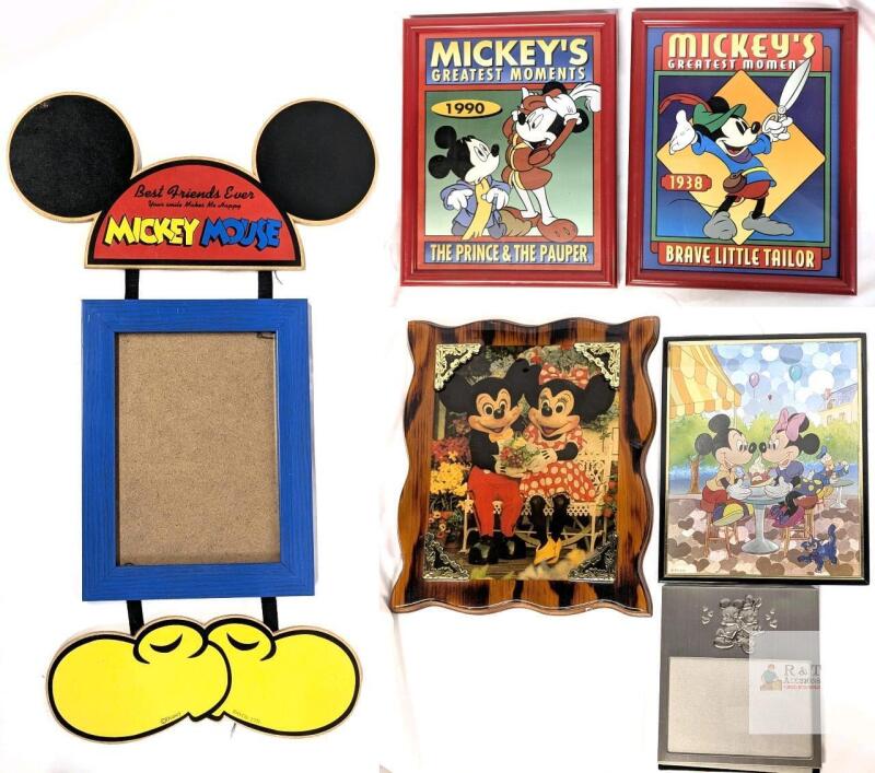 MIXED DISNEY LOT : INCL Disney ITO Mickey Mouse 17"x13" Wood Wall Photo Frame, Best Friends, Japan, 5x7 Opening+