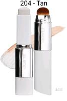 ELROEL Blanc Cover Cream Stick V White - Korean Color-Changing Foundation Stick with Volufiline - Medium to Full Coverage Dewy Finish Base Makeup - Dual-Ended with Detachable Brush (204 - Tan)