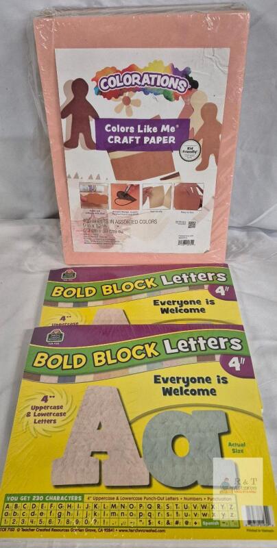 NEW Colorations Colors Like Me Craft Paper 9x12&rdquo; 400 Sheets & 2x TCR 4&rdquo; Bold Block Letters 460pc