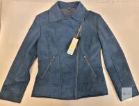 New Women's Sz. Small SF Made in Italy Blue Suede Moto Jacket .