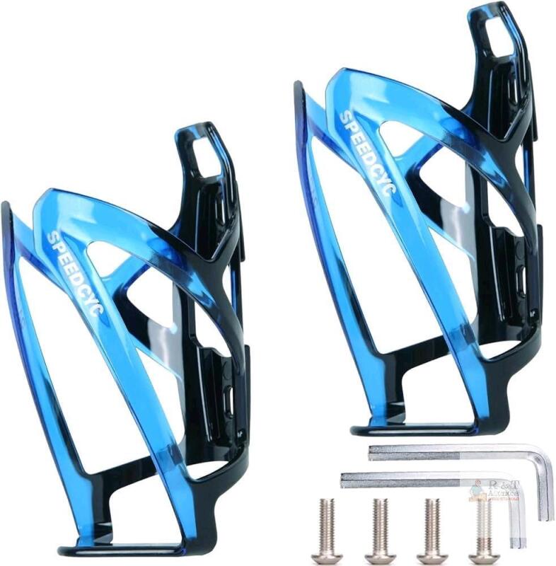 New 2-Pack Blue SpeedCYC Bike Water Bottle Holder Ultra-Light Bicycle Bottle Cage with Screws Tool, Universal Cycling Cup Holder for MTB, Mountain Bikes