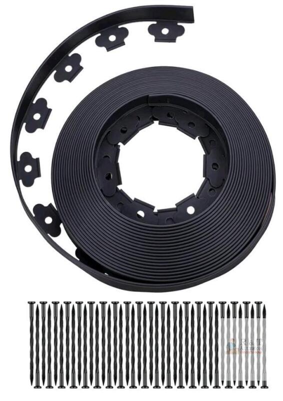 New - Garden Edging，40FT Landscape Edging with 25 Spikes for Lawn 1.5 Inch Tall (Black, 40FT)