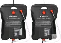 New 2-Pack NAVARIS Solar Shower Bag 5 US Liquid Gallons / 20L - Solar Heating Camping Shower Bag with Shower Head, Hose, Tap Head for Travel, Hiking, Backpacking
