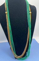 Vintage Floresent Multi Chain Green Chip Necklace
