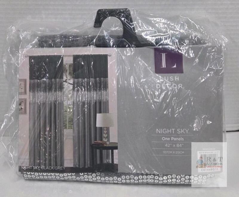 Lush Decor Night Sky Curtain Panel, 42&rdquo; x 84&rdquo;, Black/Gray, Sequin Accent, 100% Polyester