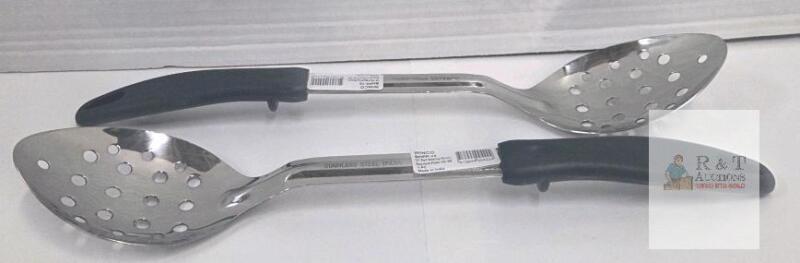 new Winco BHPP-13 13" Stainless Steel Perforated Basting Spoon with Plastic Handle,