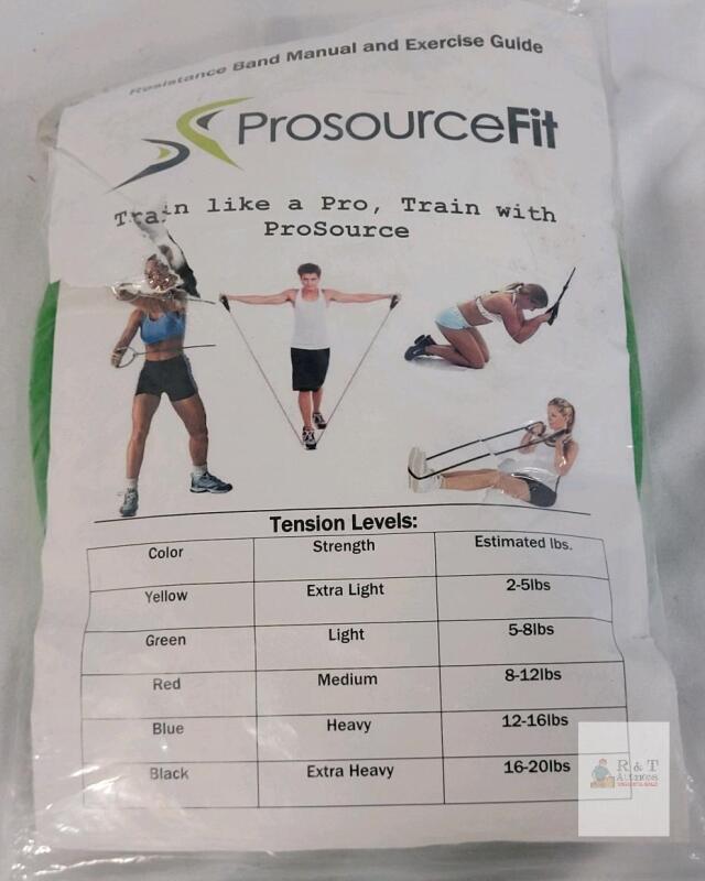ProsourceFit Green Resistance Tube 5&ndash;8 lbs, 47" with Handles & Guide, 6x9x1200mm, Barcode 53993 00283