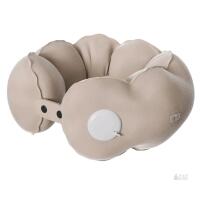 NEW Boxiki Travel Inflatable Neck Pillow with Built-in Hand Pump, Ergonomic Design, Beige