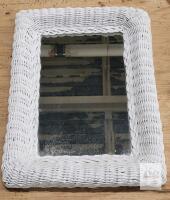 White Wicker Frame Mirror , measures 12.5"&times;16.5"