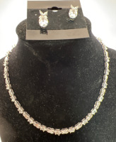 CZ 925 Sterling Line Necklace Earrings