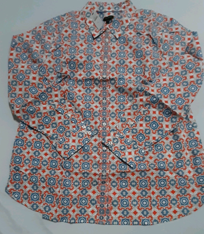 New Talbots Print Button Down Shirt Size XL