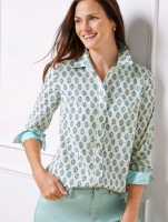 New Talbots Happy Leaves Button Down Shirt Size XL