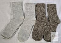 4 Pairs Men's Wool Blend Crew Work Socks, Size Large, Grey and Brown Marled