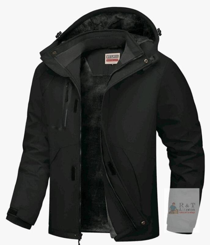 New - Men's Sz. Large WULFUL Men's Softshell Jacket Waterproof Lightweight Insulated Windbreaker Fleece Lined Rain Shell Jacket for Hiking Travel