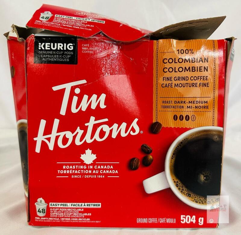BB 2027 Tim Hortons 100% Colombian Coffee 48 Keurig K-Cup Pods, Dark-Medium Roast, 504g