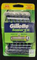 Gillette Sensor3 Sensitive Aloe 3-Blade Disposable Razors, 12-Pack, Shock Absorbing, Package damaged product new
