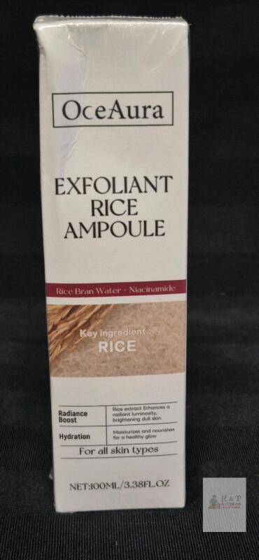 new OceAura Exfoliant Rice Ampoule, 100ml, Radiance Boost, Hydration, All Skin Types, Batch 20250701-01