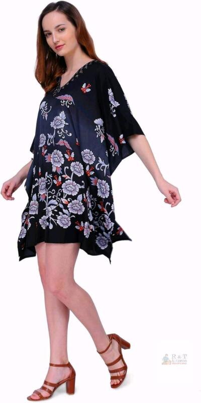 New Size 20-24 Women's MISS LAVISH LONDON Black Short Kaftan Top Beach Cover-up, Flowy Lightweight