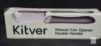 NEW Kitver D10-128 Manual Can Opener, Double Handle, ABS & 304 Stainless Steel, Black, 8.7" x 2.5"