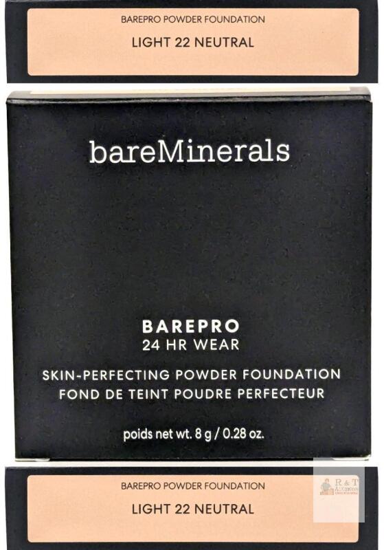 NEW bareMinerals BAREPRO Powder Foundation, Light 22 Neutral, 0.28 oz, Full Coverage Matte, 24HR Wear